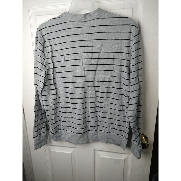 Express Men's V Button Front Striped Long Sleeve Sweater. Size L - Picture 9 of 9